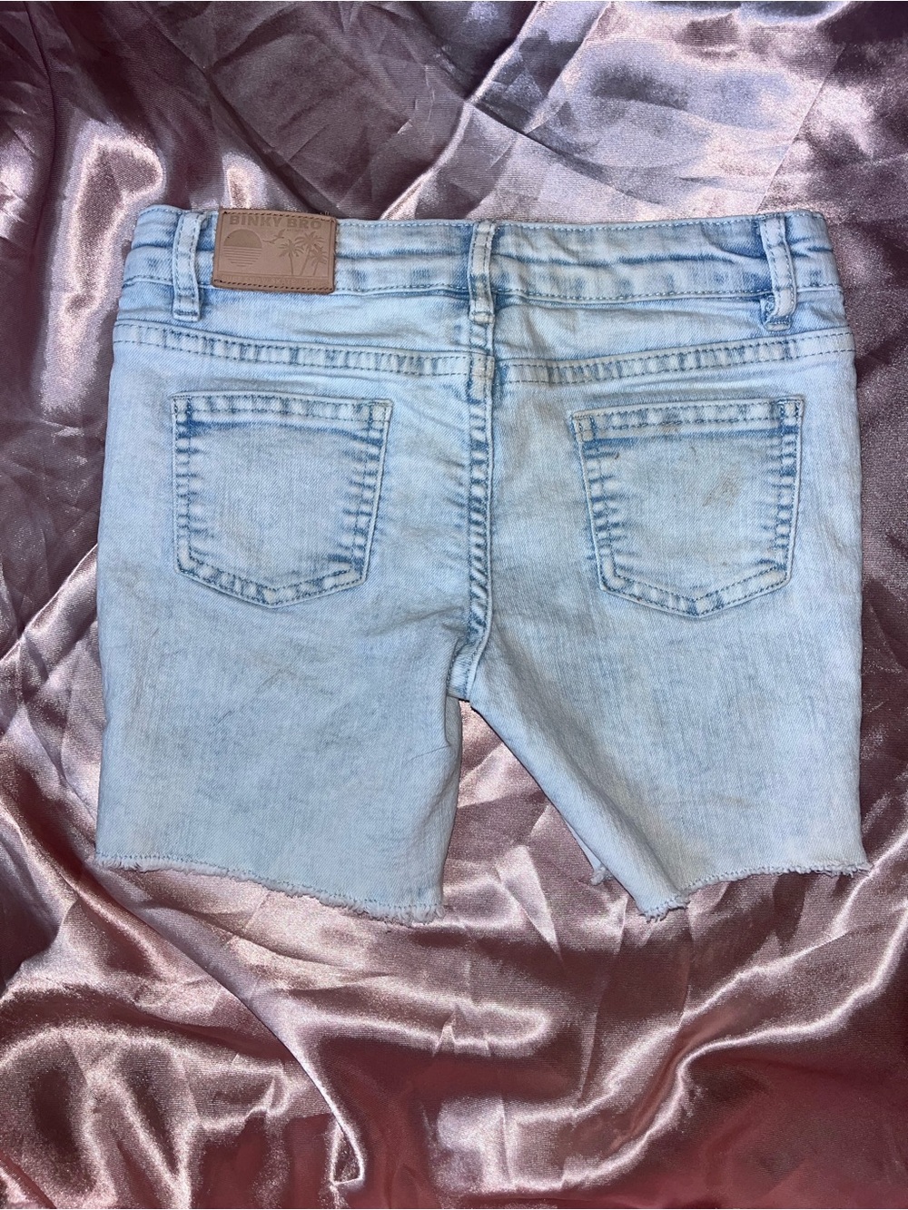 Binky Bro Light Blue Kids Denim Shorts with Frayed Hem
